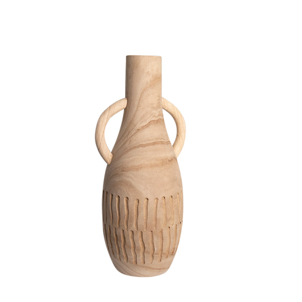 Wood Vase with Handles